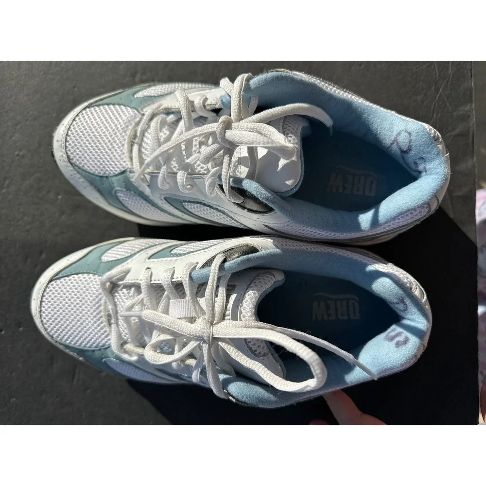 Drew Women's Walking Shoes‎ White Blue Mesh Leather Athletic Sneakers size 8W